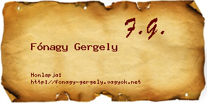 Fónagy Gergely névjegykártya